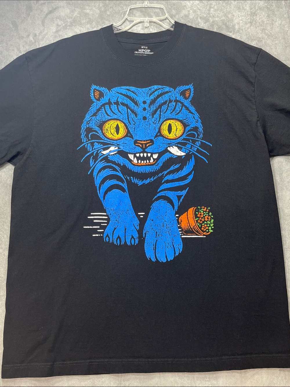 Netflix KPop Demon Hunters Blue Tiger Graphic Tee Black 2XL